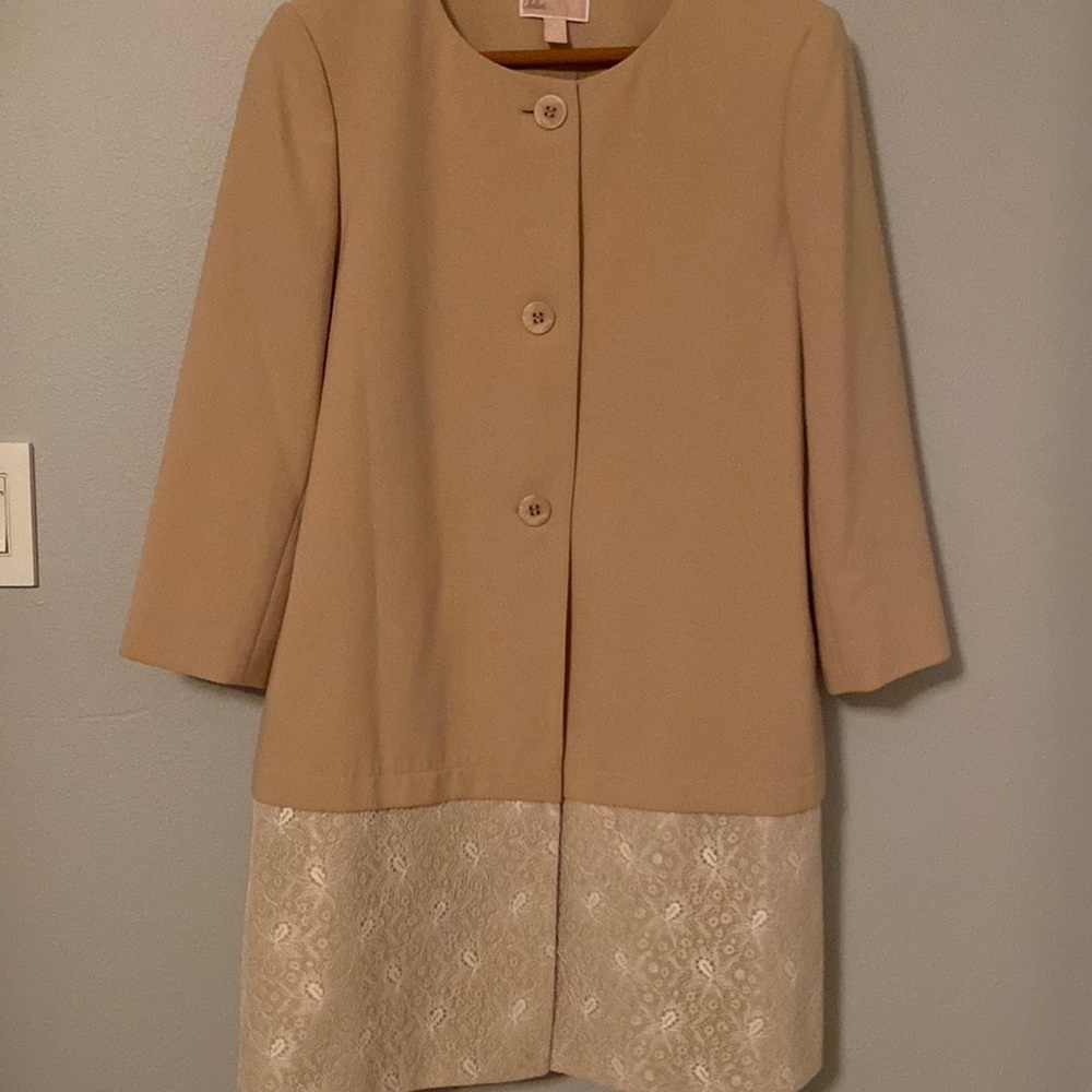 Chelsea28 Coat with Lace Trim